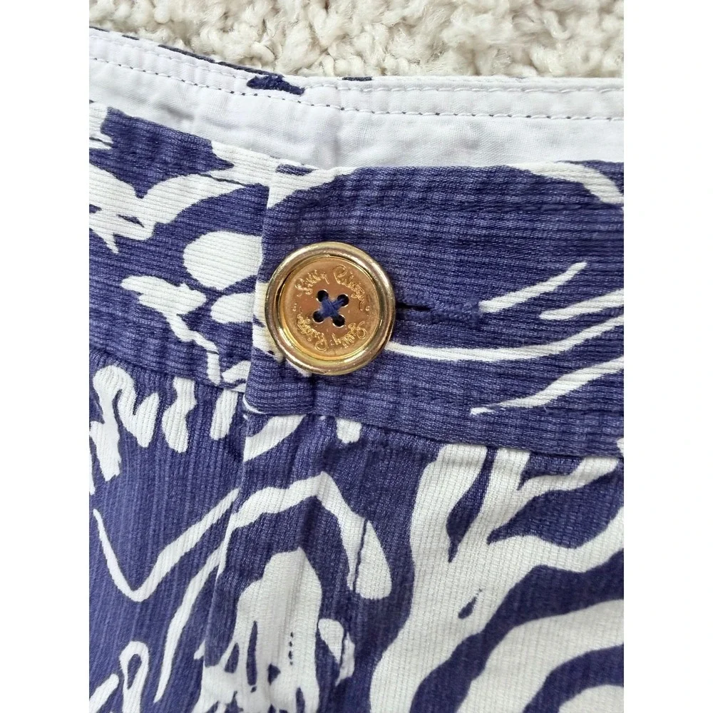 Lilly Pulitzer Callahan Shorts Women 8 Blue Zebra Print Preppy Chino